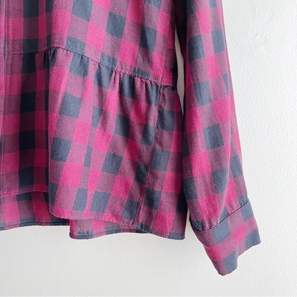 Madewell Lakeside Peplum Shirt in Buffalo Check Red Black, Size XS - Picture 6 of 13
